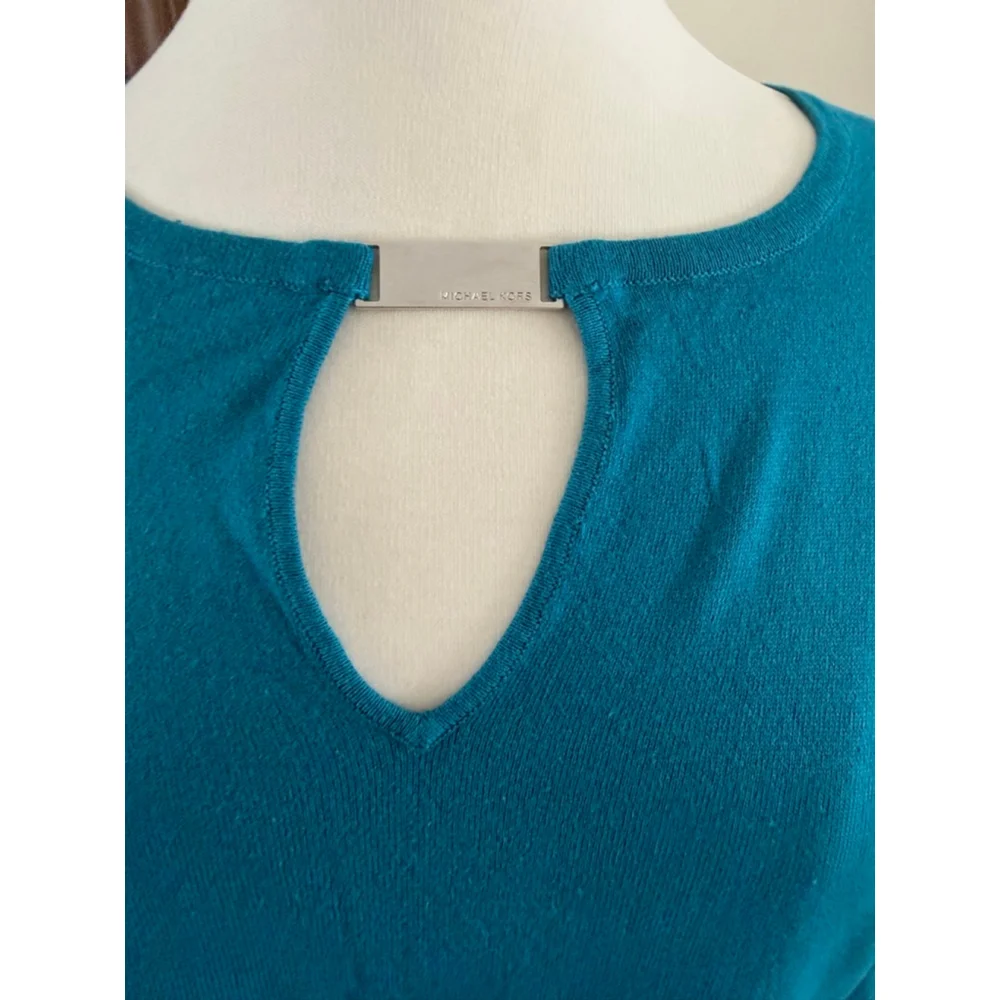 Women's Michael Kors Deep Teal Keyhole long sleeve dress L
